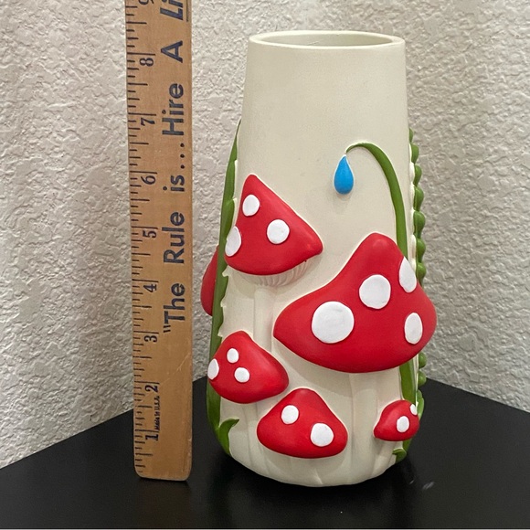 Adorable Ceramic 3D Red Mushroom 8-inch Vase - Picture 4 of 16